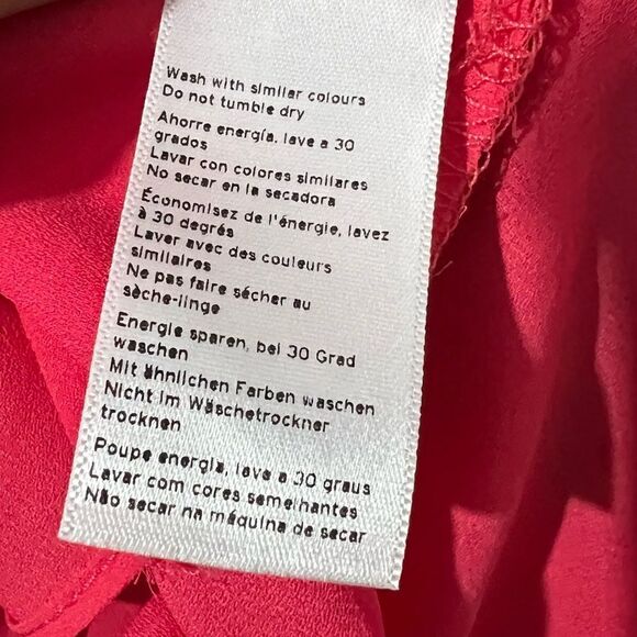 Topshop Phoebe Frilly Peplum V-Neckline Ruffle Trim Hot Pink Blouse Top Sz 6 - Picture 11 of 13